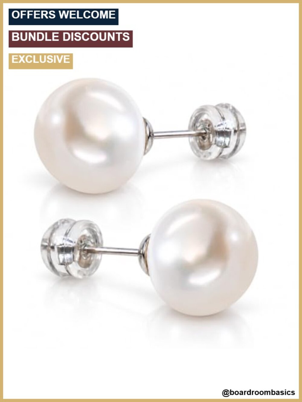 Freshwater Button Pearl Stud Earrings 925 Sterling Silver 9-10mm